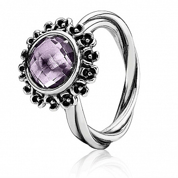 Серебряное кольцо с аметистом Pandora 190850PAM 
