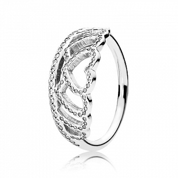 Серебряное кольцо с кубическим цирконием "Тиара из сердец" Pandora 190958CZ 