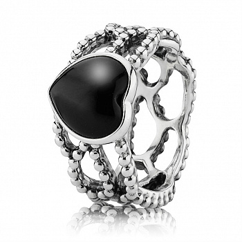 Серебряное кольцо с ониксом Pandora 190874ON 