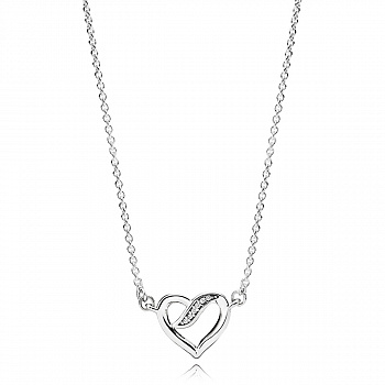 КОЛЬЕ ИЗ СЕРЕБРА "ЛЕНТА ЛЮБВИ" 590535CZ-45